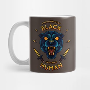 Phenomenally Black Inwardly Human | Black Panther Party | Black Owned BLM Black Lives Matter| Black Panthers |Tattoo Style Logo Mug